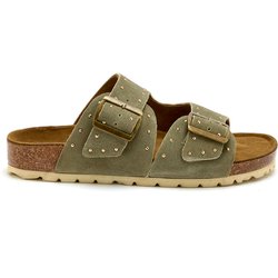 Damen Veloursleder-Mules mit Schnallen Pédiconfort