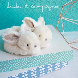 Babyschuhe mit Rassel Doudou & compagnie Lapin