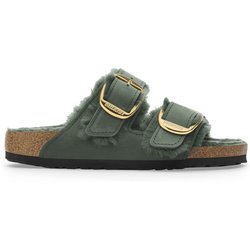 Pantoletten für Damen Birkenstock Arizona Big Buckle Shearling Oiled Leather