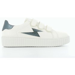 Frauenturnschuhe Vanessa Wu éclair blanches à détails serpent bleu pétrole