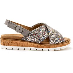 Dehnbare, gefütterte Leder-Sandalen für Damen Pédiconfort