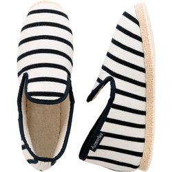 Armor Lux - gestreifte Hausschuhe aus Baumwolle - Größe 35 bis 41 - blanc/rich navy - 35