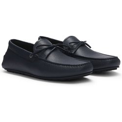 BOSS Mokassins aus genarbtem Leder mit Schleife und Label-Schriftzug