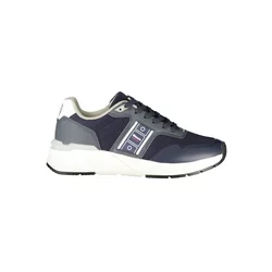 Sneaker Blauer Kontrastdetails Applikation Logo Schnürer, Größe 40