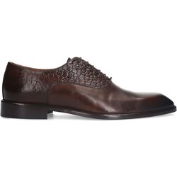 Braune Leder-Schnürschuhe mit Kroko-Details
