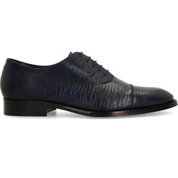 Marineblaue Lederschnürschuhe