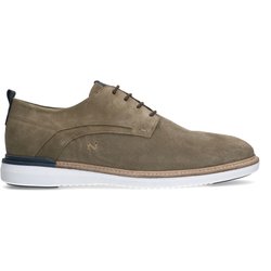 Kaki Veloursleder-Schnürschuhe