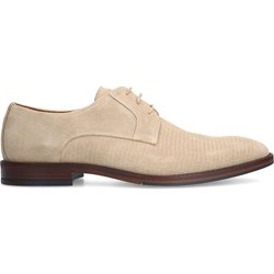 Taupefarbene Veloursleder-Schnürschuhe