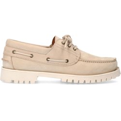 Beigefarbene Boat shoes aus Nubukleder