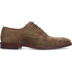 Taupefarbene Veloursleder-Schnürschuhe