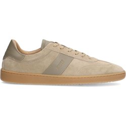 Beigefarbene Veloursleder-Sneaker