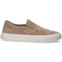 Beigefarbene Veloursleder-Loafer