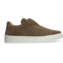 Taupefarbene Veloursleder-Loafer