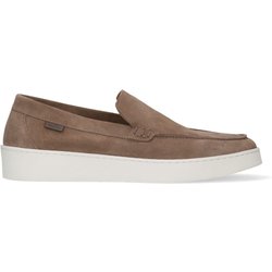 Taupefarbene Veloursleder-Loafer