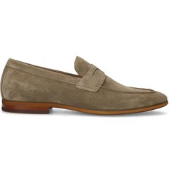 Taupefarbene Veloursleder-Loafer
