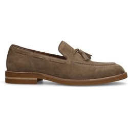 Beigefarbene Veloursleder-Loafer