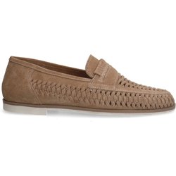 Beigefarbene Veloursleder-Loafer