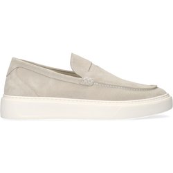 Beigefarbene Veloursleder-Loafer
