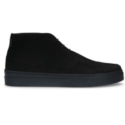 Schwarze Veloursleder-Schnürschuhe