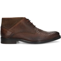 Dunkelbraune Lederschnürschuhe mit Prägung