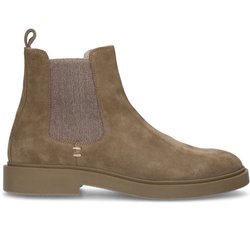 Beigefarbene Chelsea Boots aus Veloursleder