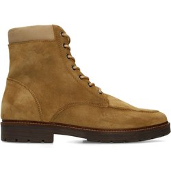 Beigefarbene Schnürboots aus Veloursleder