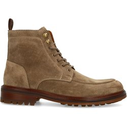 Taupefarbene Schnürboots aus Veloursleder