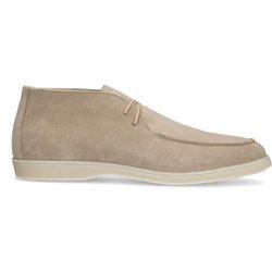 Beigefarbene Schnürboots aus Veloursleder