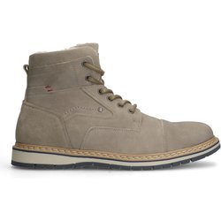 Taupefarbene Schnürboots aus Nubukleder