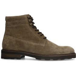 Taupefarbene Schnürboots aus Veloursleder