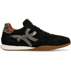 Schwarze Veloursleder-Sneaker mit Leo-Details