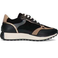 Schwarze Ledersneaker mit Veloursleder-Details