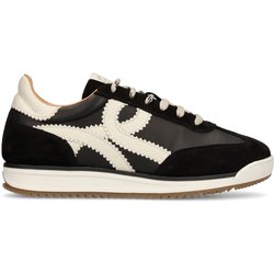 Schwarze Ledersneaker mit offwhite Details
