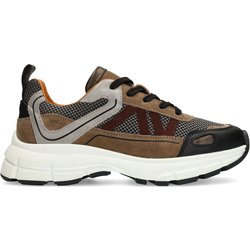 Schwarze Ledersneaker mit Veloursleder-Details