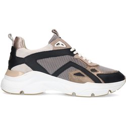 Schwarze Ledersneaker mit Mesh-Details