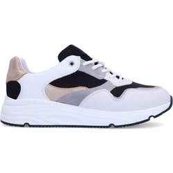 Weiße Ledersneaker mit silberfarbenen Details