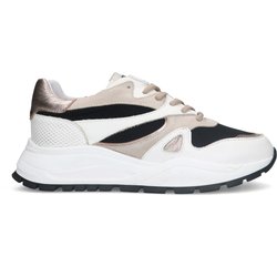Weiße Ledersneaker mit Mesh-Details
