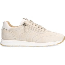 Beigefarbene Nubuk-Sneaker mit Reißverschluss