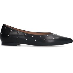 Schwarze Leder-Ballerinas mit Nieten