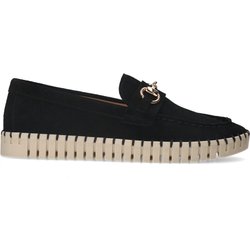 Schwarze Veloursleder-Loafer mit goldfarbenem Detail