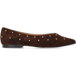 Dunkelbraune Veloursleder-Loafer mit Nieten