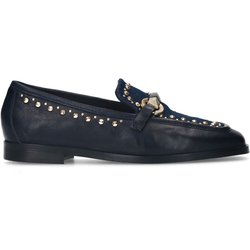 Blaue Leder-Loafer mit Details