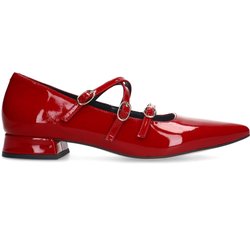 Rote Lackleder-Loafer mit Absatz