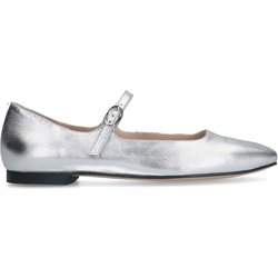 Silberfarbene Leder-Ballerinas