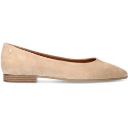 Beigefarbene Veloursleder-Ballerinas