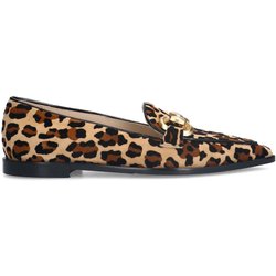 Veloursleder-Loafer mit Kette und Leoprint