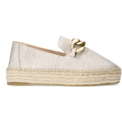 Goldfarbene Leder-Espadrilles mit Kette