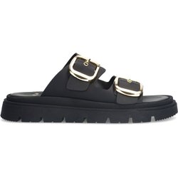 Schwarze Ledersandalen mit Schnalle