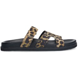 Veloursleder-Sandalen mit Leoprint und Riemchen