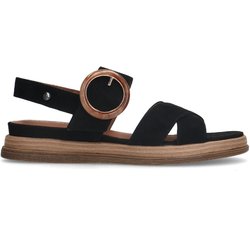 Schwarze Plateausandalen aus Leder mit Schnalle